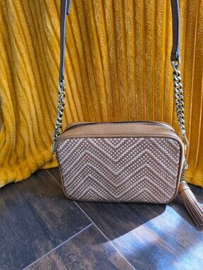 MICHAEL Michael Kors Ginny Medium Woven Chevron Leather Camera Bag